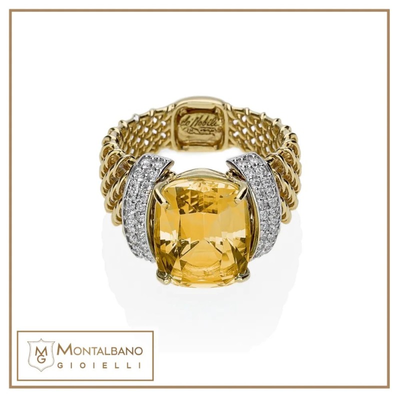 Anello Texture Pietra gialla big